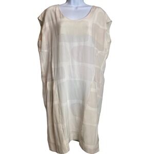WRAY Women's Cream 100% Silk Sleeveless Midi Dress‎ Size M Oversized Boho Flowy